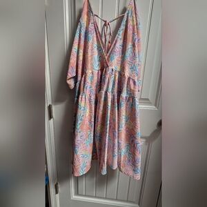 Girls' Pink Pineapple Print Tiered Dress